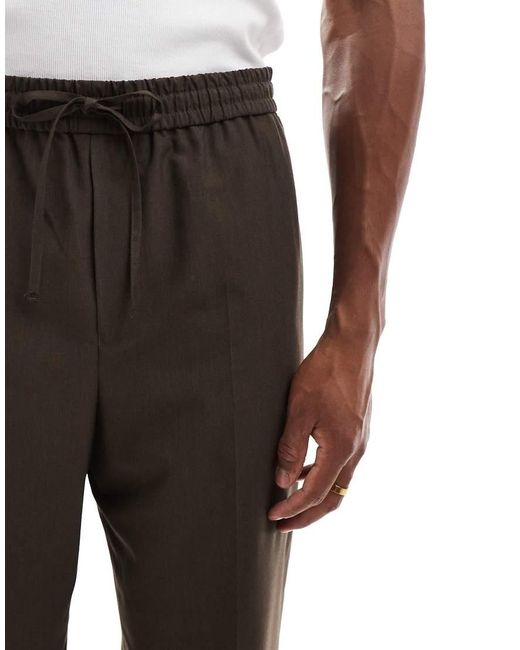 ASOS Nette Broek Met Wijde Pijpen En Elastische Taille in het Black voor heren