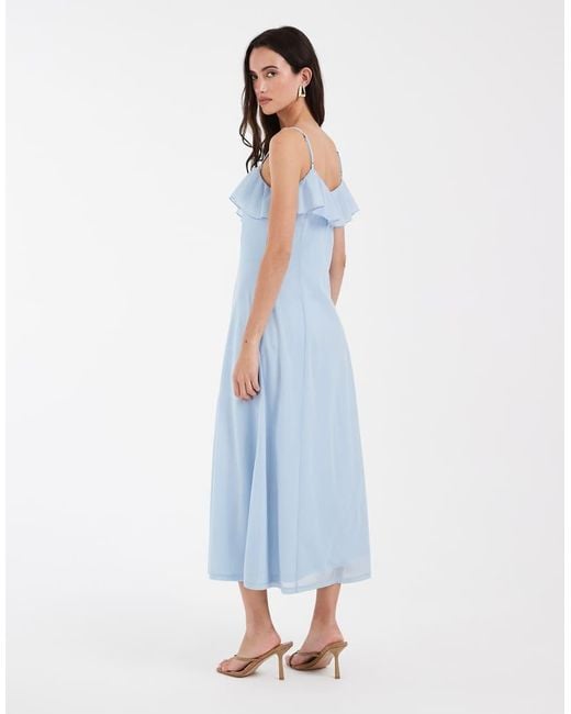 Vero Moda Blue Ruffle Bust Chiffon Midi Cami Dress
