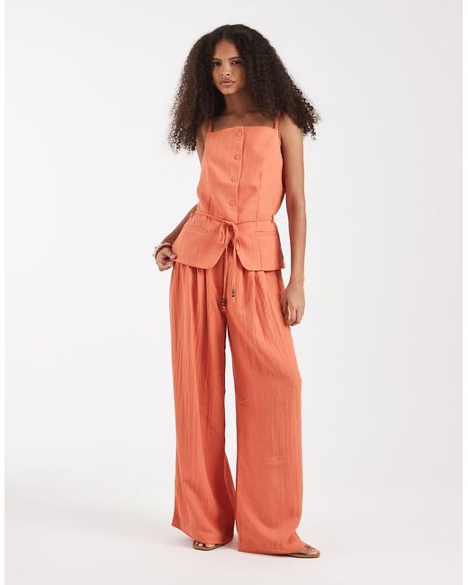 Vero Moda Orange Tailored Cami Strap Tie Waist Waistcoat Co-Ord