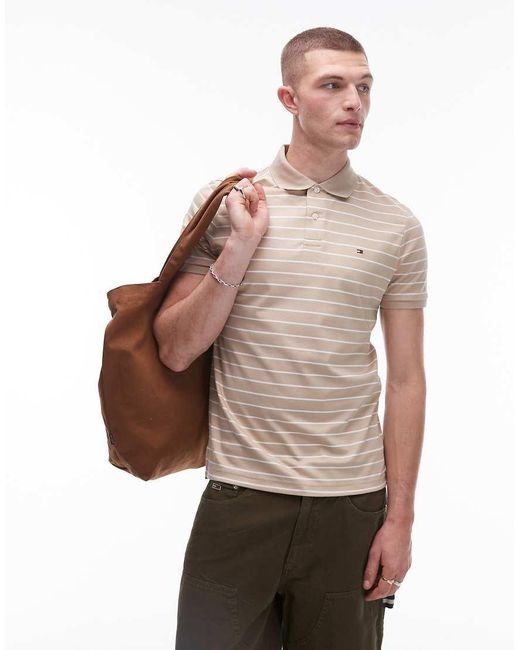 Polo Beis A Rayas De Corte Estándar De Algodón De -Neutro Tommy Hilfiger de hombre de color Brown