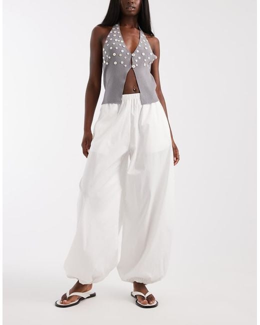 Vero Moda White Poplin Wide Balloon Pants