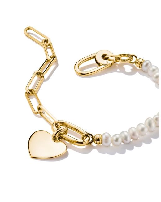 Thomas Sabo Metallic Charm Bracelet Paperclip An Pearls With Connect Link -plated