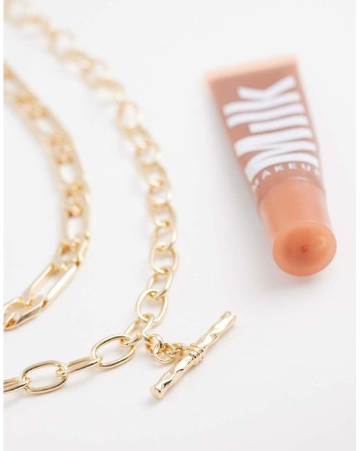 ASOS White Multi-row Chain Necklace With T-bar