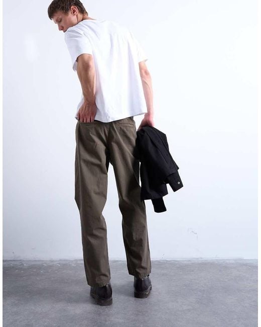 Topman White Ripstop Taper Leg Trouser With Seam Detail for men