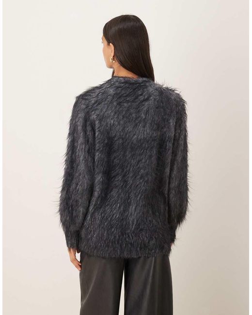 ASOS Black Knitted Extreme Eyelash Crew Neck Jumper
