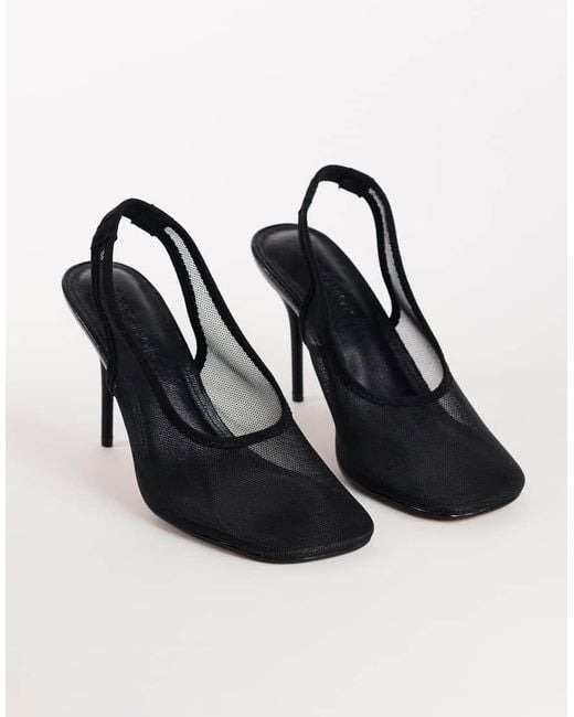 TOPSHOP Black Arrow Sling Back Mesh Heeled Shoe