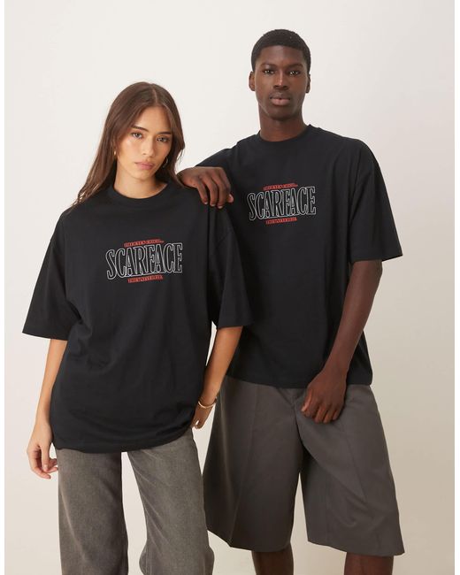 ASOS Black Unisex Oversized T-shirt With Scarface Print