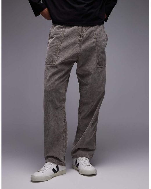 CAT WWR Gray Heavyweight Cord Buckle Loose Fit Trousers for men