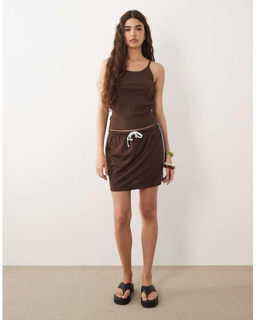 ASOS Blue Drawcord Tricot Mini Skirt