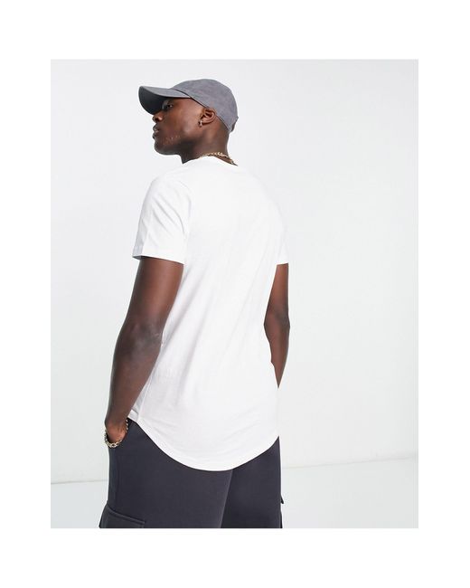 Jack & Jones Essentials Longline T-shirt With Curve Hem & Pocket in White  for Men | Lyst