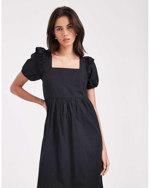 Wednesday's Girl Blue Wednesdays Girl Poplin Ruffle Tie Back Midaxi Dress