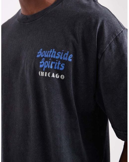 Hollister Blue baggy Short Sleeve Ghost Graphic T-shirt for men