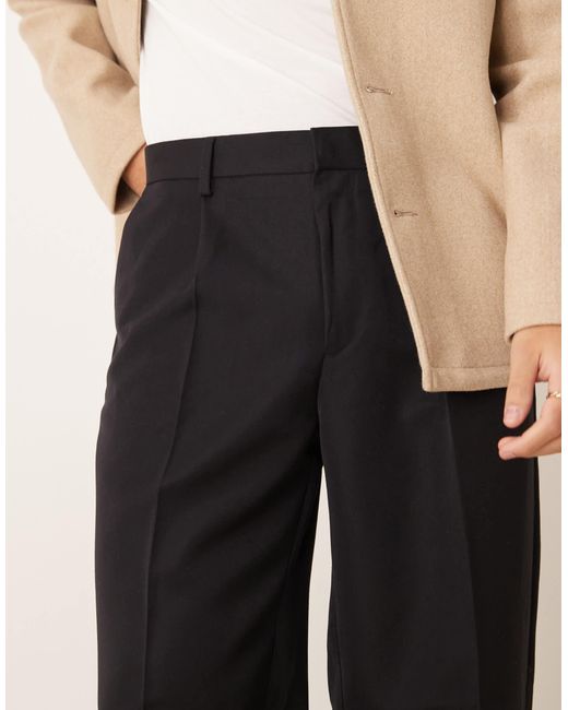 ASOS Natural Smart Oversized Tapered Trousers With Front Pleat for men