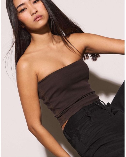 Stradivarius Black – trägerloses basic-oberteil