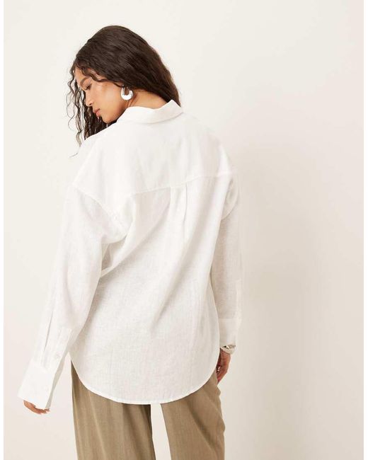 Abercrombie & Fitch Blue Long Sleeve Oversized Linen Shirt