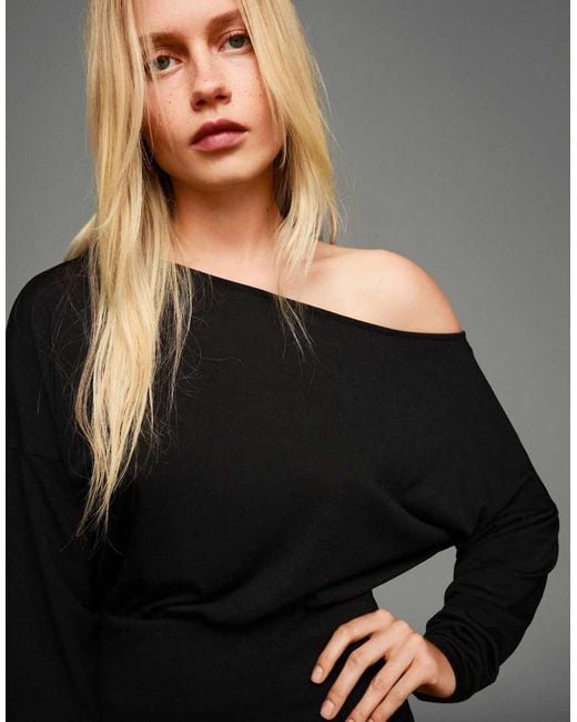 Bershka Black Striped Long Sleeve T-Shirt With Sash