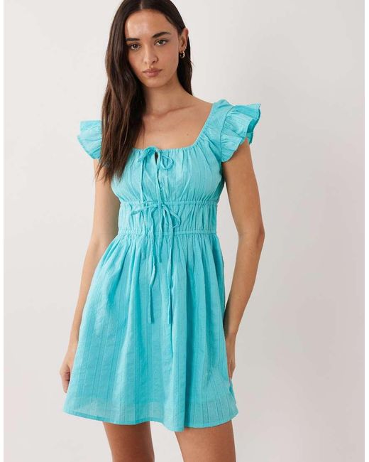 Wednesday's Girl Blue Milkmaid Mini Dress