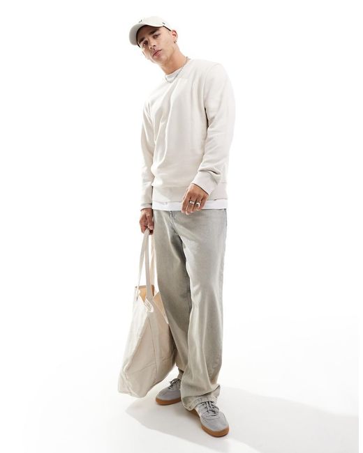 Felpa Girocollo Con Stampa Sul Retro di JJ Rebel in White da Uomo