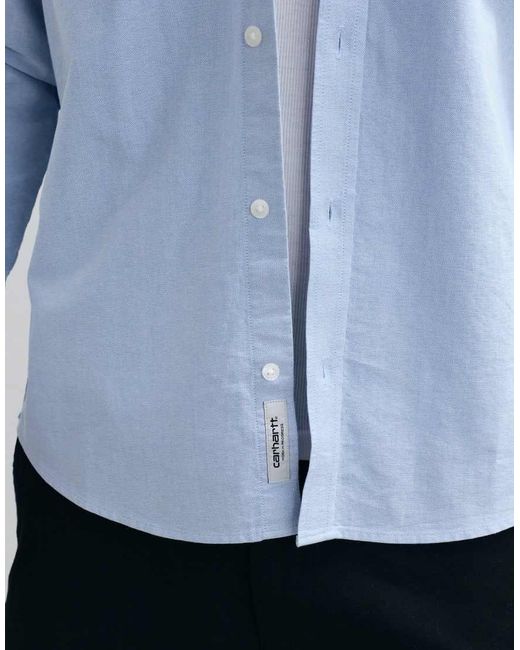 Carhartt Blue Long Sleeve Logo Oxford Shirt for men