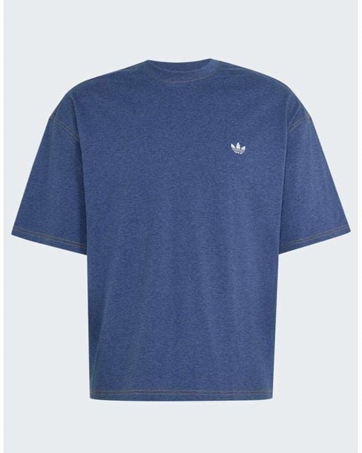 Adidas Originals Blue Trefoil Essentials Melange Loose Cropped Tee for men