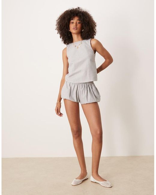 Motel White Pasila Co-Ord Micro Gingham Shift Top