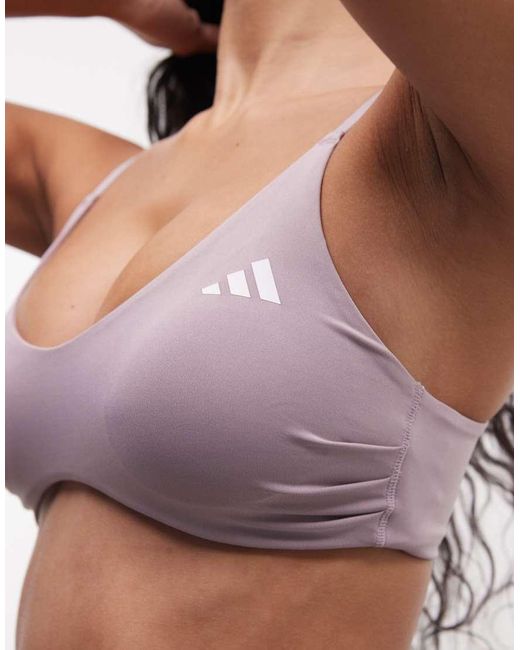Adidas Originals Purple Adidas Training Optime Light Support Strappy Sports Bra