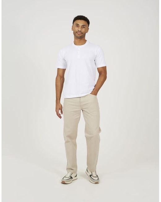 Brave Soul White Cotton Jersey Polo Shirt for men