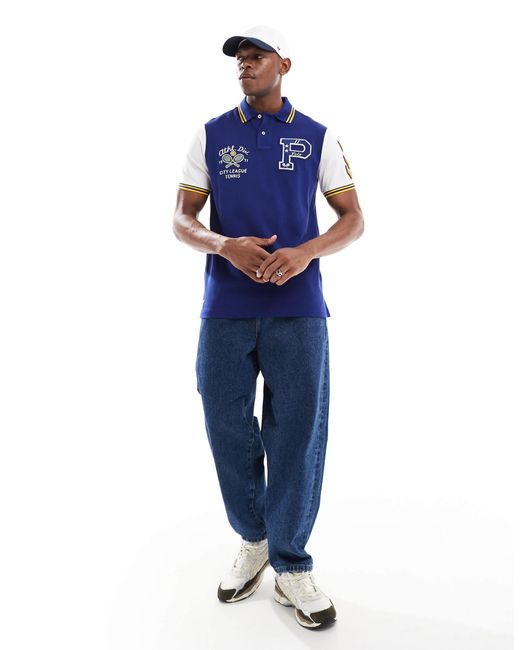 Polo oversize classique en piqué avec imprimé au dos et écusson p - bleu foncé Polo Ralph Lauren pour homme en coloris Blue