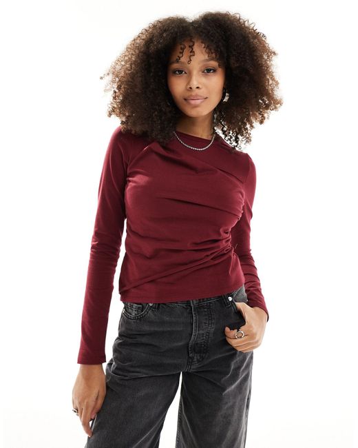 ASOS Red Long Sleeve Twisted Top