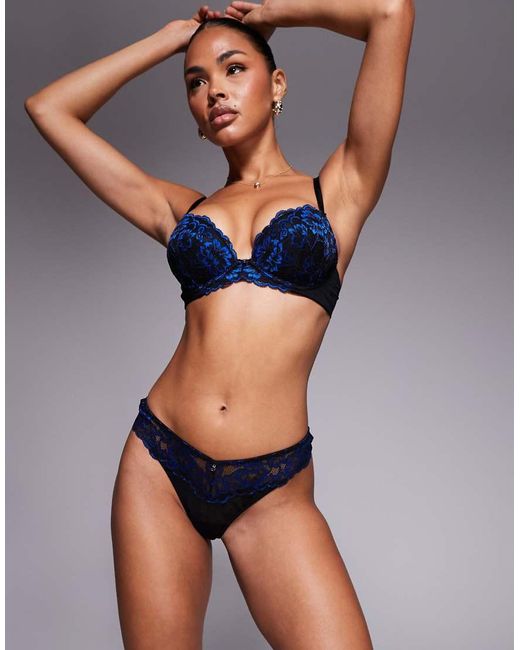 Ann Summers Blue Sexy Lace Two Tone Thong
