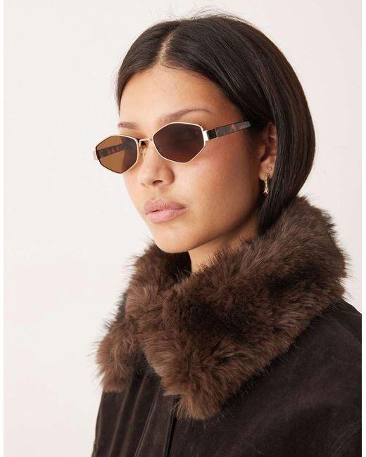 ASOS Brown Metal Angular Sunglasses