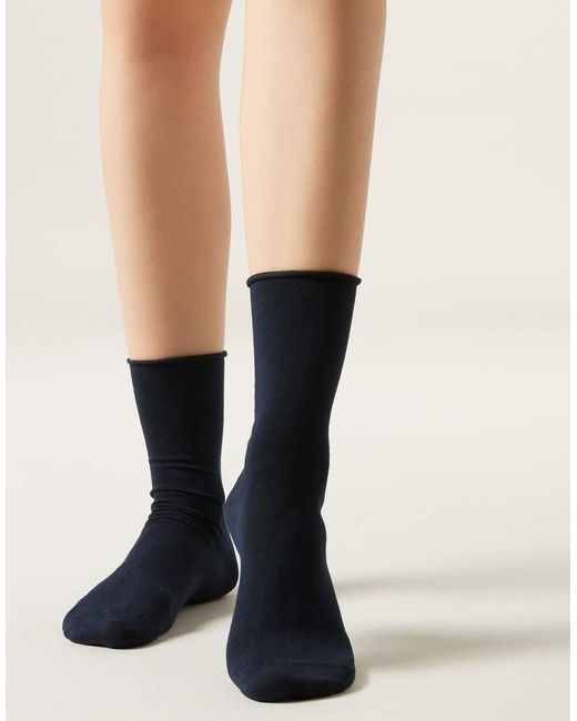 Calzedonia Black Non-Elastic Cotton Ankle Socks