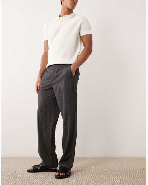Cotton On Gray Baggy Tailored Pleated Trouser for men