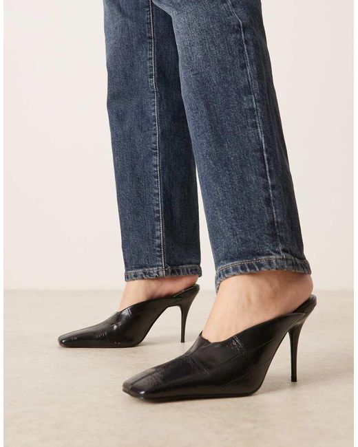 ASOS Blue Pablo Ultimate Square Toe High Heel Mules