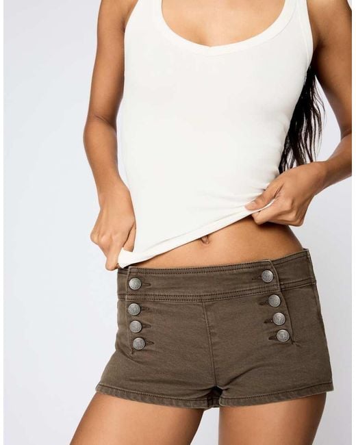 Bershka Gray Mini Button Shorts