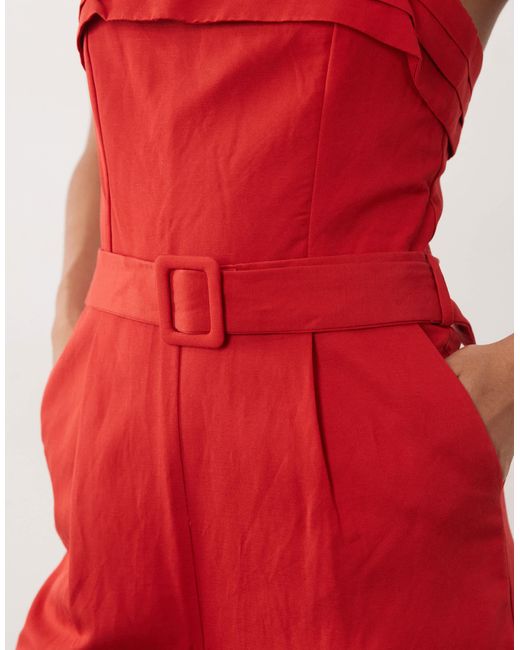 Mango Red Belted Jumpsuit