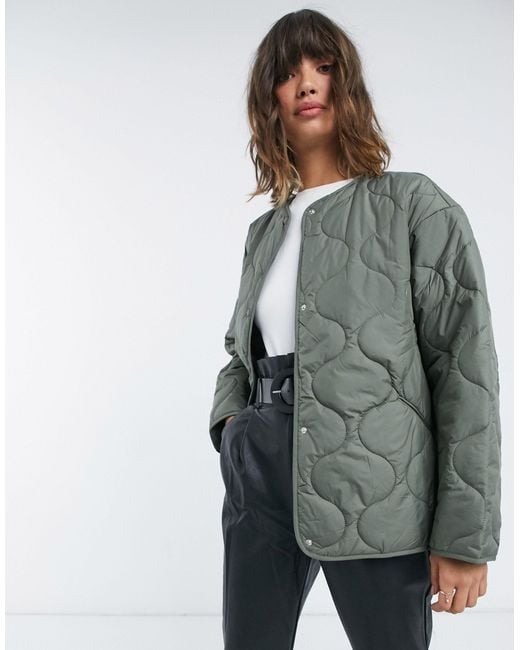 Mango Green Quilted Puffer Jacket
