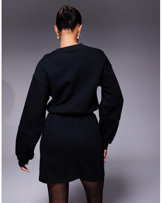 Robe courte molletonnée en coton avec cordon ASOS en coloris Blue
