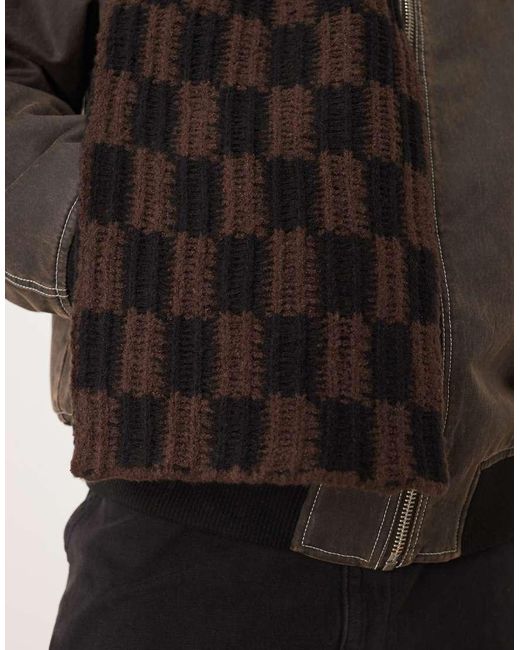 Bufanda A Cuadros Dameros De Punto De ASOS de hombre de color Black