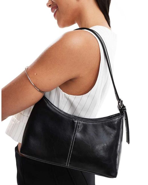 Pull&Bear Black Shoulder Bag With Contrast Detail
