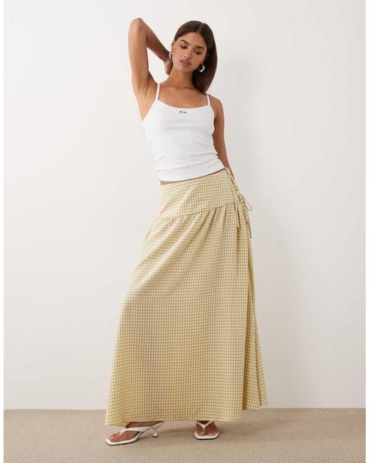 BRONZE SNAKE Natural Rylan Gingham Maxi Skirt