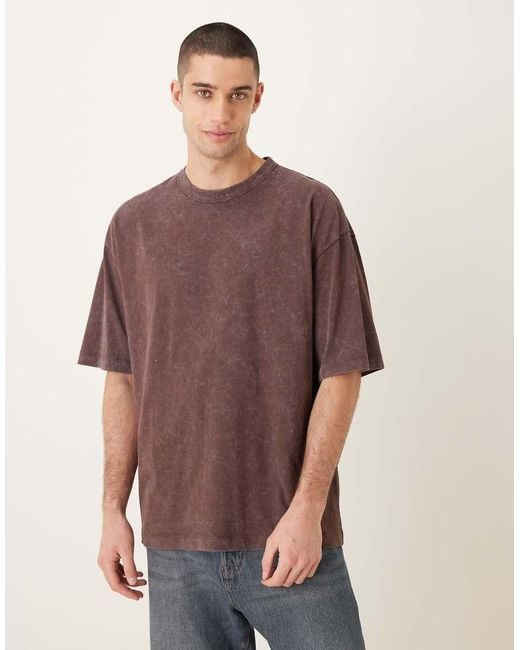 ASOS Brown Heavyweight Oversized T-shirt With New York Graphic for men