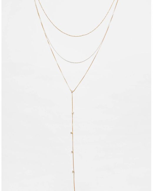 Pull&Bear White – 3er-pack lasso-halsketten