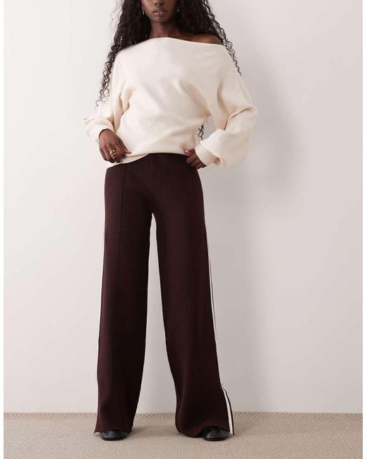 Mango Brown Side Stripe Knitted Trouser