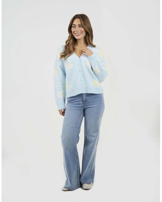 Brave Soul White Soft Flower Jacquard Knitted Cardigan