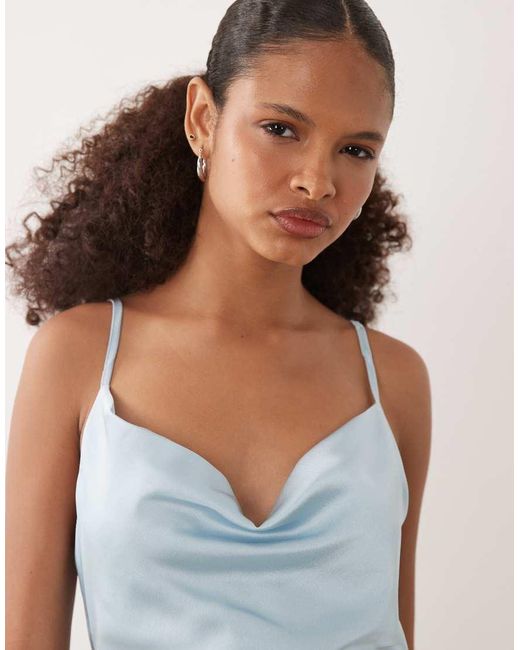 New Look White Satin Cowl Neck Midi Dress