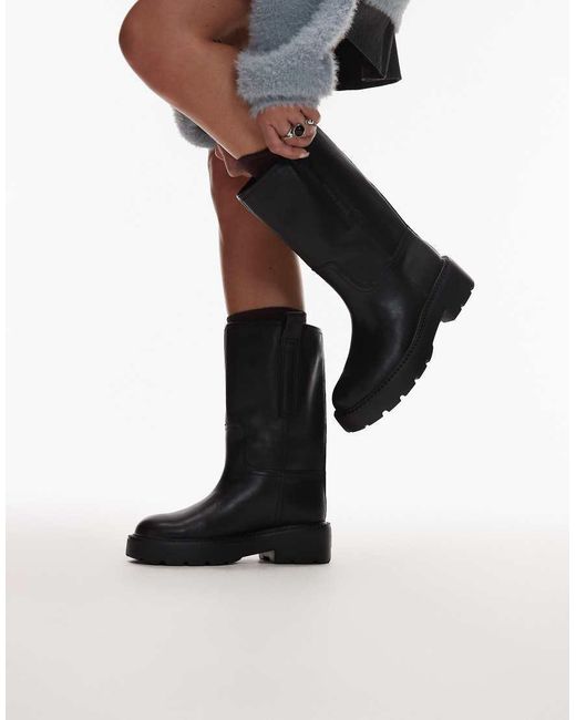 Tommy Hilfiger Black Mid Chunky Boots