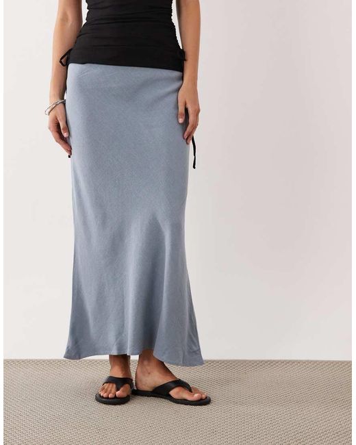 ASOS White Linen Look Bias Midaxi Skirt