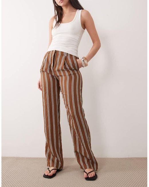 Mango Brown Pleat Front baggy Trouser