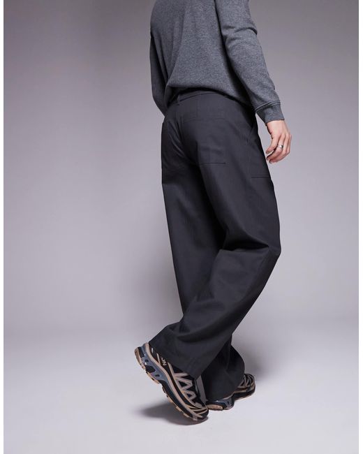 ASOS Blue Straight Leg Herringbone Pants for men